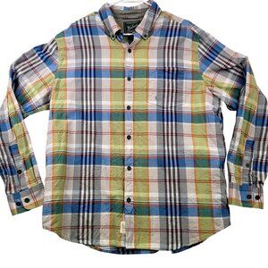 Woolrich Mens Modern Fit Plaid Button-Up Long Sleeve Shirt XL Organic Cotton
